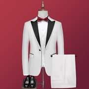 白色西服套装男士高档商务修身新郎结婚正装主持礼服韩版西装外套