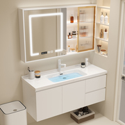 2023陶瓷一体奶油色盆浴室柜，组合卫浴洗手洗脸池卫生间洗漱台