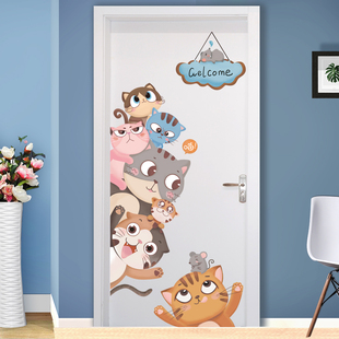 卡通儿童房间布置卧室装饰3d立体自粘墙，贴画墙面入户门改造门贴纸