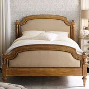 美式实木床双人床1.8米乡村，复古橡木床，卧室1.5布艺床雕花原木家具