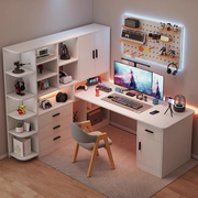转角书桌书架组合小户型简易电脑桌家用卧室学生学习桌书柜一体桌