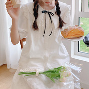 木茶出品自制森系甜美可爱棉衬衫上衣日系少女夏季初恋温柔娃娃衫