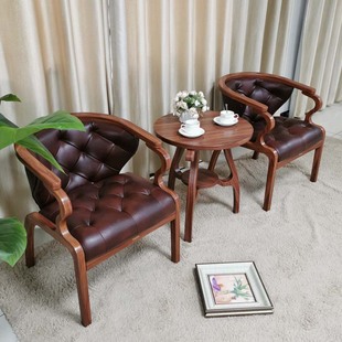 卧室阳台简约欧式圈椅茶几三件套美式轻奢休闲单人沙发围椅桌组合