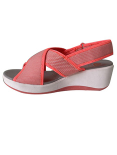 时尚桔红色露趾罗马鞋舒服坡跟夏季35.5-39码夏季沙滩女凉鞋