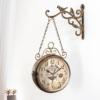铁艺钟表双面挂钟客厅创意，欧式复古简约两面，静音美式现代时钟钟壁