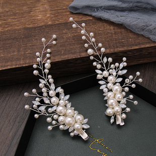 旅拍设计珍珠发夹韩式手工，侧边夹发饰新娘，礼服盘发造型配饰品