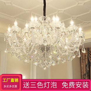 欧式客厅水晶吊灯奢华大气，家用温馨卧室，灯led简约长方形餐厅吊灯