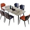 意式亮光岩板餐桌现代家用小户型轻奢北欧大理石长方形餐桌椅组合