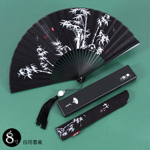 扇子折扇中国风男士古风黑色，小扇儿童随身便携折叠扇夏季女式竹扇
