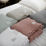 铺盖两用韩式纯棉砂洗绗缝被床盖三件套夹棉床单垫夏季空调被薄被