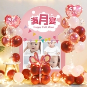兔宝宝满月宴装饰场景30天儿童婴儿气球女孩，仪式感布置海报背景墙
