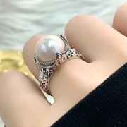 纯银巴洛克大珍珠戒指2023女款，食指小众设计感指环轻奢高级感