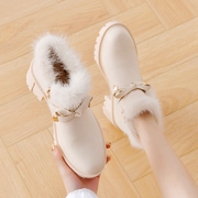 韩版短靴女粗跟2023年女靴子加绒高跟鞋子女秋冬季百搭毛毛鞋