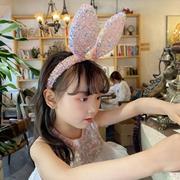 儿童演出女童兔子发卡发箍可爱蝴蝶结，头饰小女孩兔耳朵头箍夏季