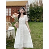 mobai默白白栀法式复古气质小白裙连衣裙，女夏季小众重工长裙