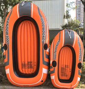 加厚单人双人充气船塑料艇，皮划艇气垫船钓鱼船划桨冲浪漂流沙滩