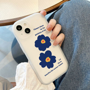 蓝色花朵适用苹果13pro手机壳iphone14promax华为p50时尚opporeno5透明vivox70文艺nova小米10荣耀红米k60pro