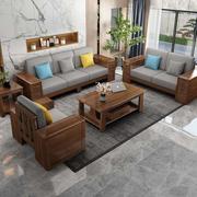 新中式沙发茶几组合1+2+3仿古乌金木家具实木沙发小户型客厅沙发