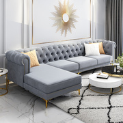 美式轻奢布艺沙发客厅沙发贵妃，转角科技布沙发(布，沙发)组合整装网红款