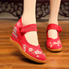 老北京布鞋女夏季复古民族风绣花鞋坡跟汉服鞋高跟舞蹈鞋单鞋
