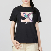 耐克女夏季蜂鸟图案圆领纯棉透气运动休闲短袖T恤FB8096-010