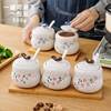日式手绘陶瓷调味罐家用调料，盒组合套装厨房用具油盐罐子辣椒油罐