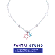 FANTAI粉蓝星星水晶串珠项链小众设计感y2k多巴胺锁骨链甜酷辣妹