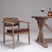 实木北欧复古扶手家用靠背椅，欧式咖啡椅餐厅餐椅书房休闲椅子
