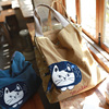 软软の大布袋拼接AB面布艺出口日本猫咪大容量手提包单肩拎包