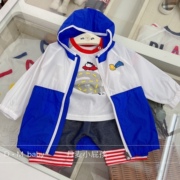 韩国中小童装夏男女童白蓝色(白蓝色)拼色超薄空调衣儿童防晒衣k6k8