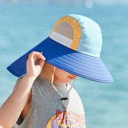 儿童超大檐夏季披肩防晒帽男童遮阳帽男孩防紫外线大檐宝宝太阳帽