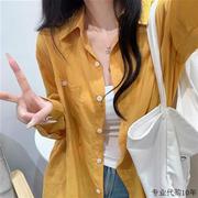 黄色衬衫春夏女装宽松休闲薄款外套防晒衫韩版设计感小众别致上衣