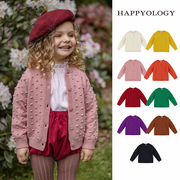 happyology英国儿童羊毛混纺，毛衣长袖球球毛衫，针织复古开衫外套