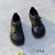 贝然童鞋2023儿童男童黑色单皮鞋真皮牛皮演出鞋英伦礼仪春款