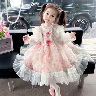 女童洛丽塔公主裙子，春季2024女宝宝时尚，甜美小清新春装连衣裙
