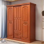 新中式现代简约推拉门柜子卧室组合整体移门大衣柜组装木质衣橱