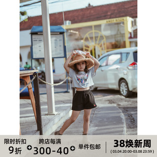 史豌豆(史豌豆)童装女童，短袖t恤儿童2024夏季女宝宝洋气短款卡通上衣
