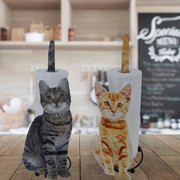 小猫卷纸摆件 家居餐巾纸架卫生间纸巾架铁艺工艺品 摆件式置物架
