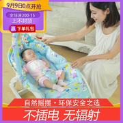婴儿摇椅躺椅宝宝安抚椅bb哄睡儿童，摇篮摇摇床实木加大0-4岁白色