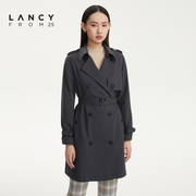 LANCY/悦朗姿中长款灰色风衣高级感女士外套2022秋季法式气质