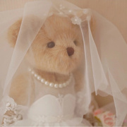 拖大尾婚纱情侣泰迪熊婚庆压床娃娃婚纱，关节熊婚礼(熊，婚礼)甜品台装饰一对