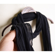 黑色围巾女春夏薄款冬季素色，复古个性搭配文艺，长条围巾棉麻女休闲