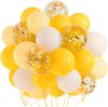 10寸马卡黄色明黄色白色金色亮片气球组合套餐宝宝生日派对装饰