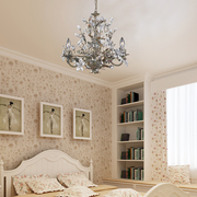 欧式奢华铁艺水晶玫瑰花，古典工艺制作客厅，书房卧室床头蜡烛吊台灯