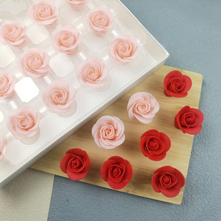 情人节玫瑰花巧克力大红粉红蛋糕装饰摆件可食用烘焙模具成品七夕