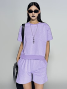 BW紫色短袖时尚套装女夏季薄款2024年减龄两件套香芋紫