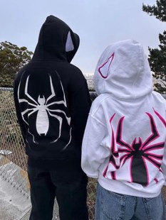 Spider zipper hoodie2023欧美暗黑Y2K哥特蜘蛛印花拉链外套卫衣