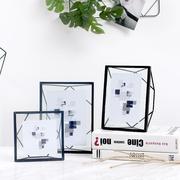 几何相框北欧创意金属玻璃画框，支架桌面摆件照片简约现代相册摆h