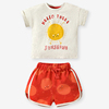 女童米白T恤短袖上衣宝宝红色短裤夏季套装婴儿纯棉半袖两件套潮8