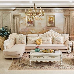 欧式科技布沙发转角组合大小户型客厅整装家具可拆洗简欧布艺沙发